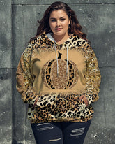 Halloween Leopard Pumpkin Print Big Women's Hoodie